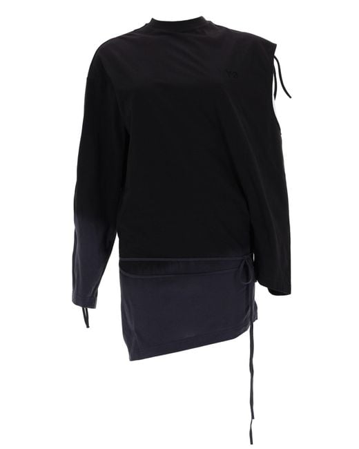 Y-3 Black Solid Crew Neck T-Shirt