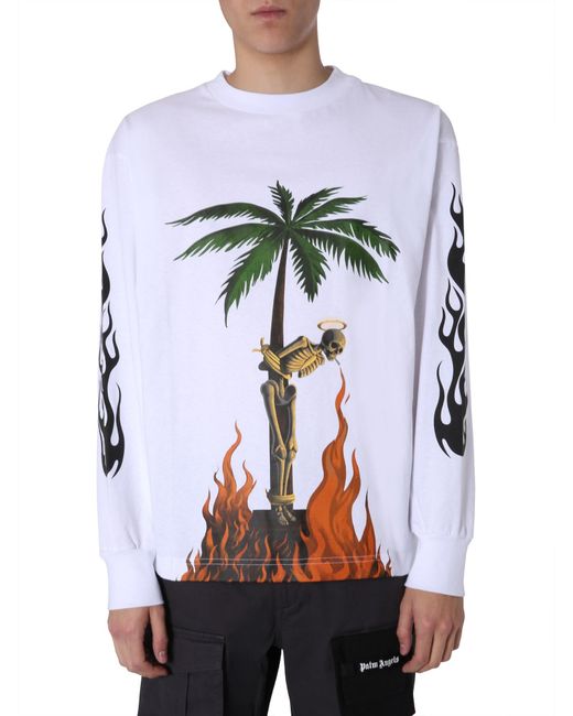 Palm Angels Skeleton Long Sleeved T Shirt in White for Men | Lyst UK