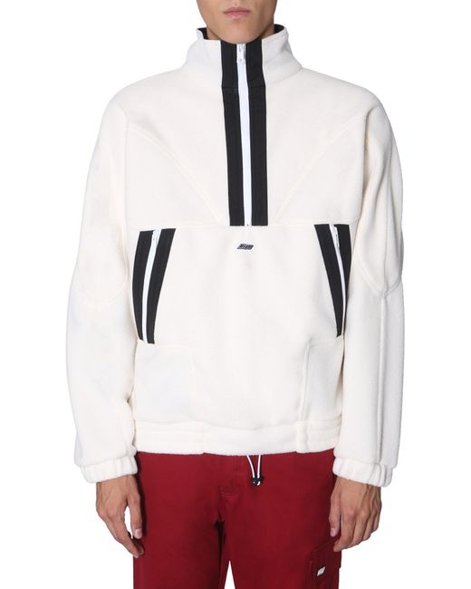 MSGM White High-Collar Oversized Sweatshirt With Graphic Design for men
