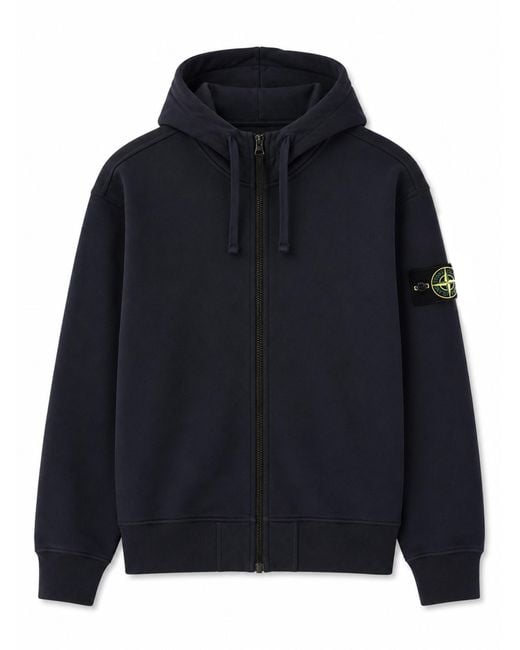 Stone Island Blue Felpa Con Patch Logo for men