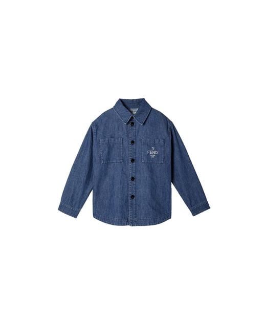 Fendi Blue Denim Shirt With Logo