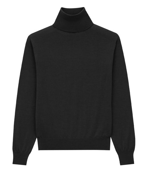 Saint Laurent Black Cashmere, Wool And Silk Turtleneck Pullover