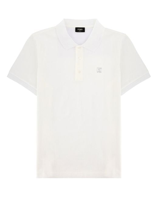 Fendi White Polo With Logo for men