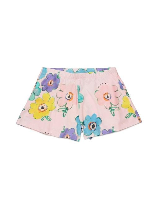Marni White "Flowers" Bermuda Shorts