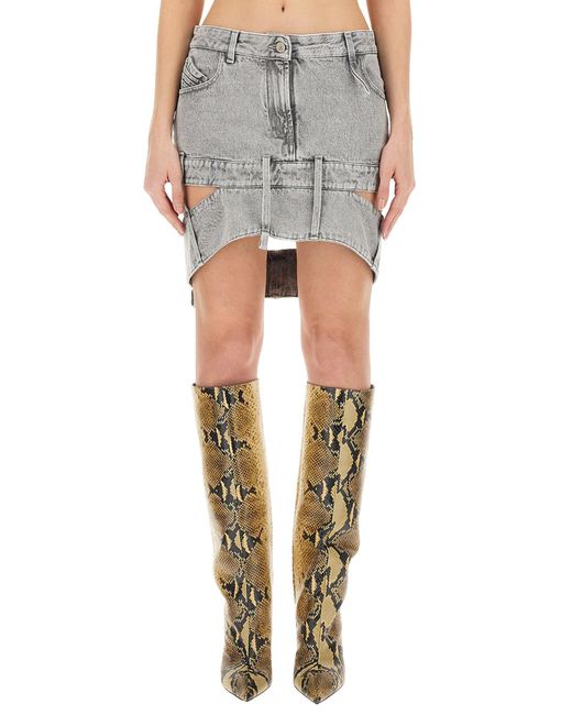 The Attico Gray Denim Mini Skirt
