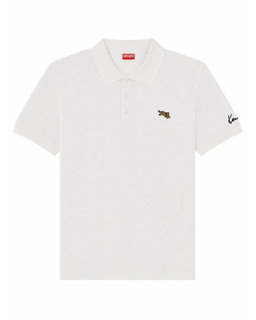 KENZO White Polo "Jumping Tiger" for men