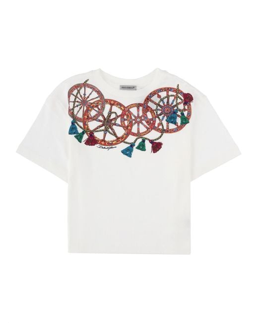 Dolce & Gabbana White T-Shirt Manica Corta Con Stampa