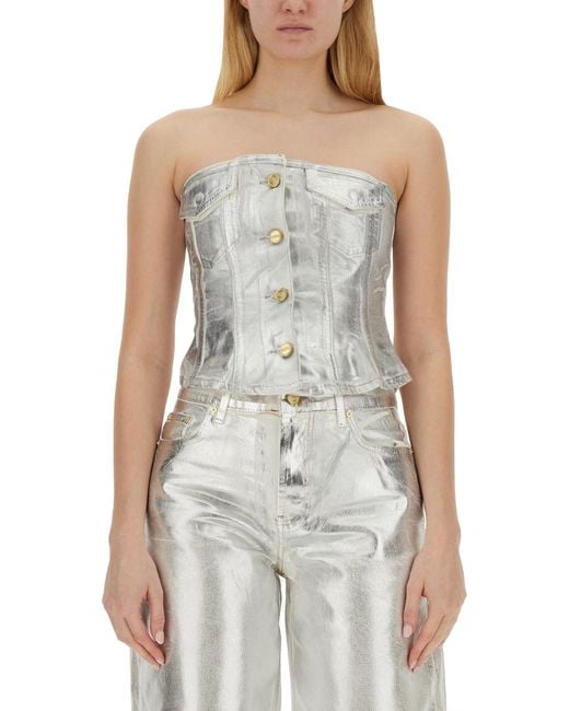 Ganni Gray Denim Top
