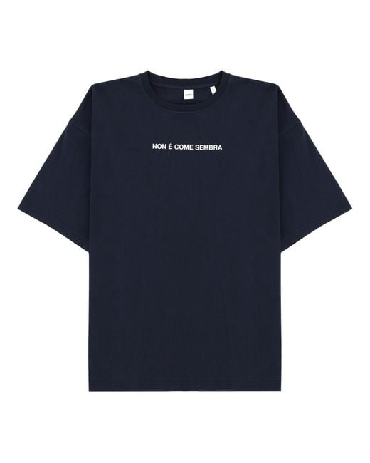 Aspesi Blue Graphic Crew Neck T-Shirt for men