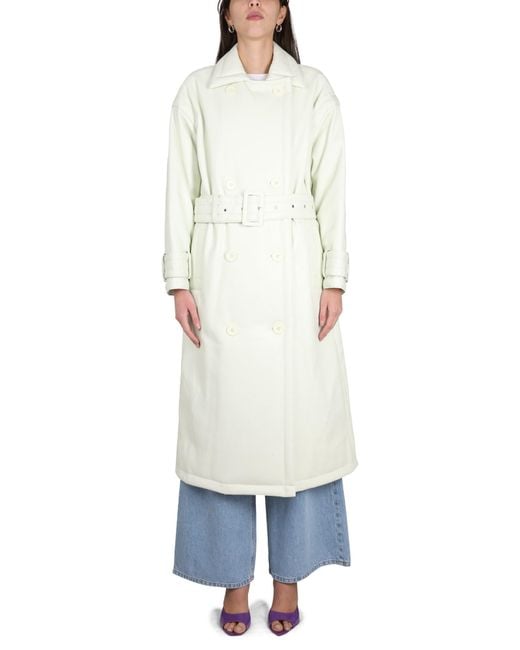 STAND White Emily Faux Leather Trench Coat