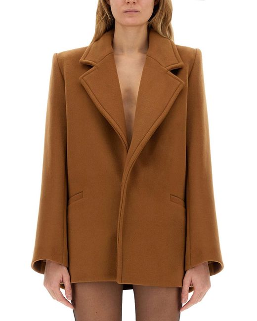 Saint Laurent Brown Single Breasted Short Coat