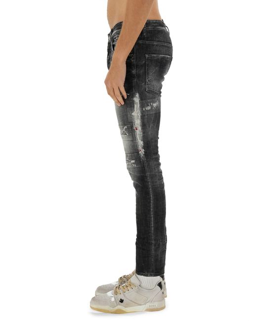 Jeans "Rocky Mountains Wash Skater" di DSquared² in Black da Uomo
