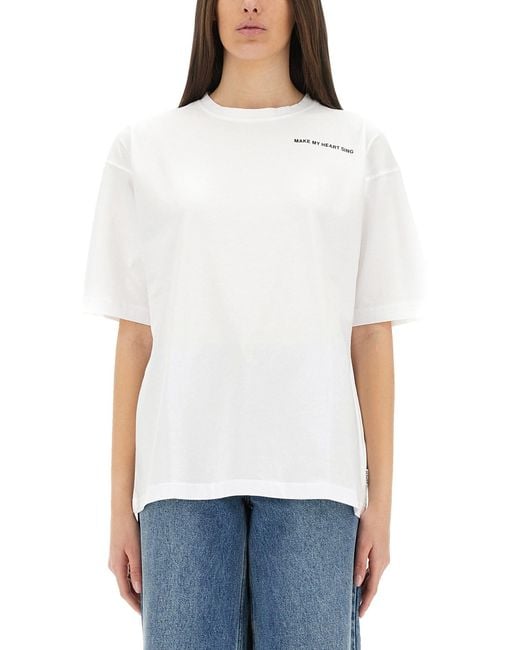 Aspesi White Graphic Crew Neck T-Shirt