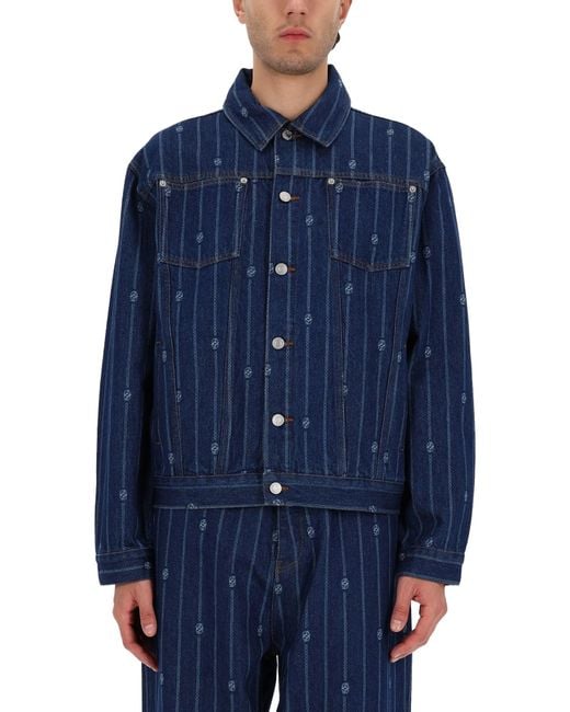Drole de Monsieur Blue "Denim Monogramme" Jacket for men