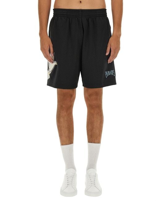 3.PARADIS Black Bermuda With Logo for men