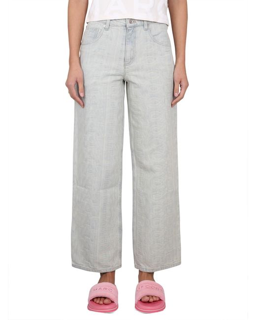 Marc Jacobs Gray Monogram Denim Jeans For