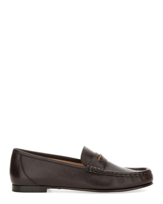 Chloé Brown Logo Leather Loafers