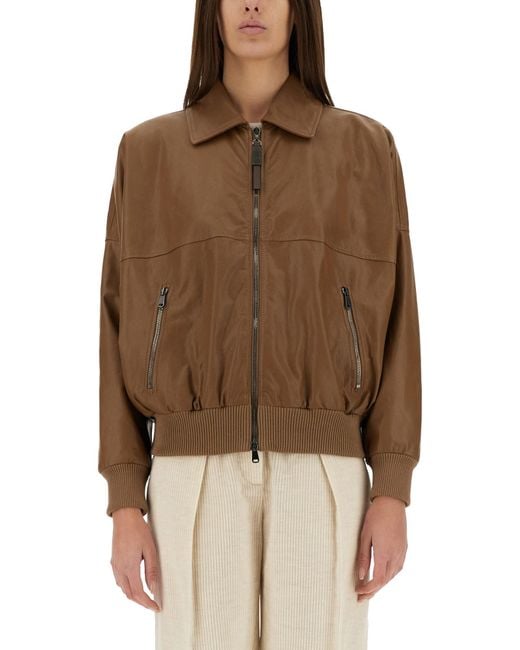 Brunello Cucinelli Brown Leather Jacket It