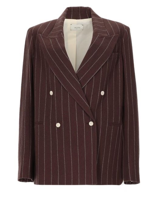 Alysi Brown Blazer "Stripes Wool" Doppio Petto