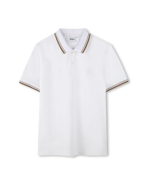 Boss White Short-Sleeved Polo Shirt