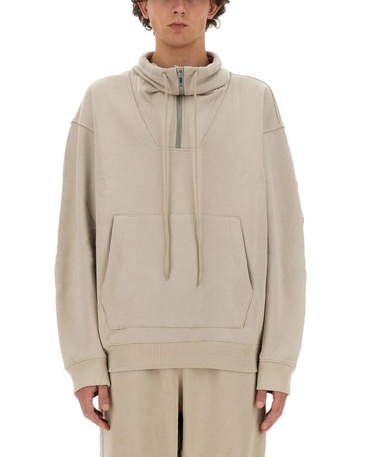 Helmut Lang Natural Half-Zip Sweatshirt With High Collar for men