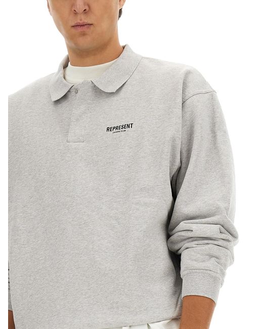 Polo Con Logo di Represent in Gray da Uomo