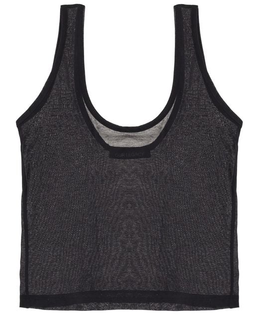 Our Legacy Black Solid Scoop Neck Top