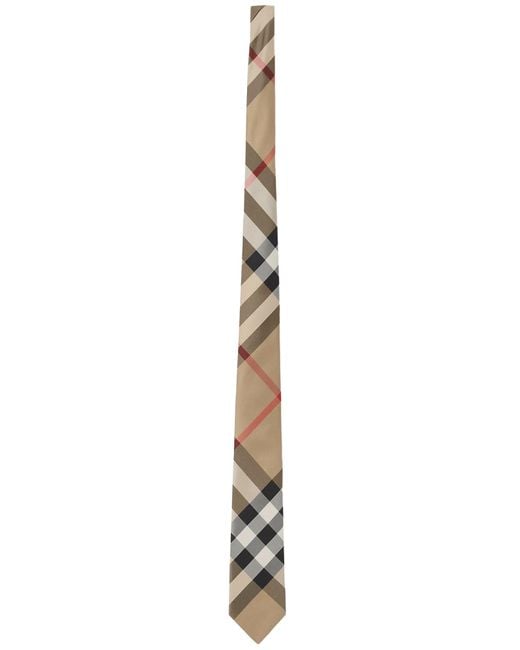 Burberry White Silk "Check" Tie for men