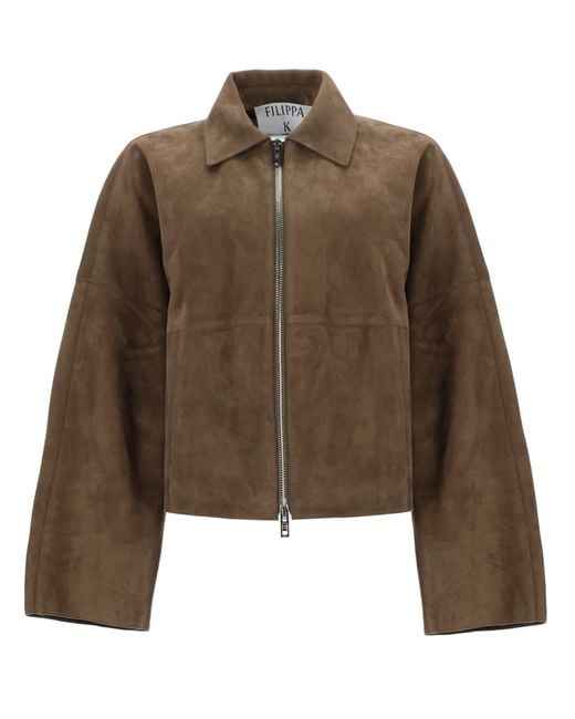 Filippa K Brown Solid Shirt Collar Jacket