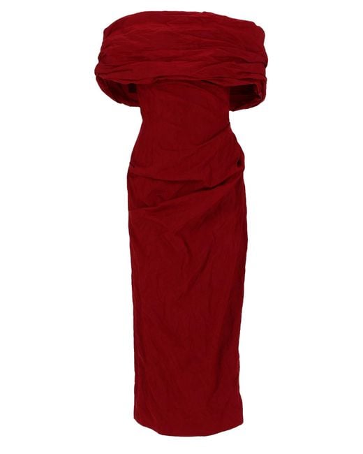 Magda Butrym Red Chic Mini Dress With Metallic Accents