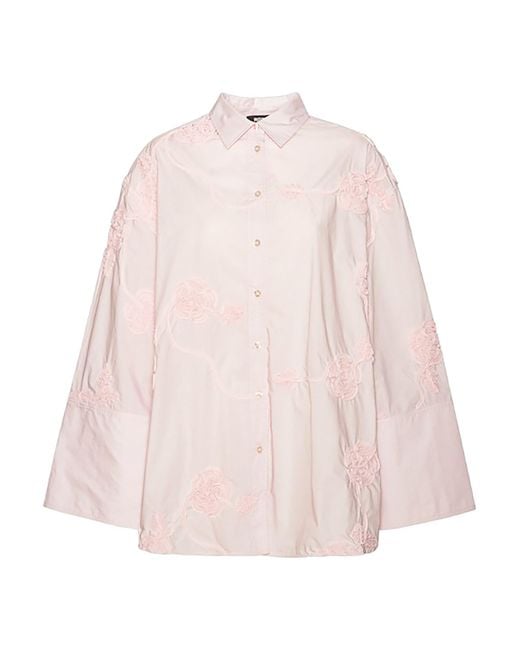 ROTATE BIRGER CHRISTENSEN Pink Oversized Embroidered Shirt