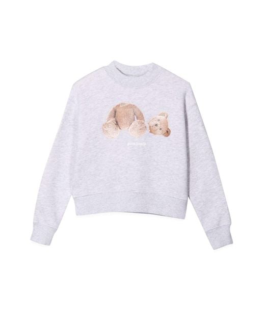 Felpa Con Stampa Bear di Palm Angels in White
