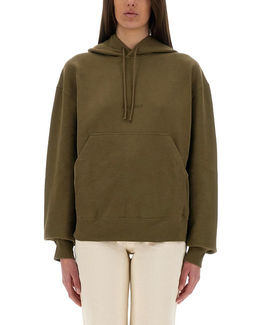 Saint Laurent Green Sweatshirt With Logo
