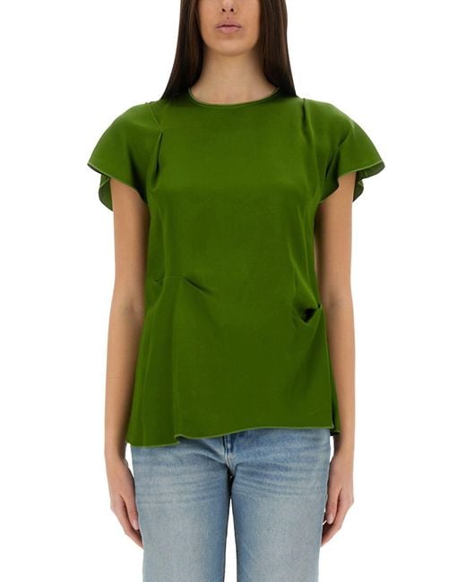 Victoria Beckham Green Tops With Folds