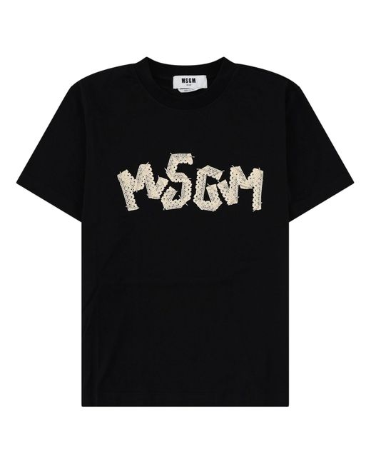 MSGM Black Logo Crew Neck T-Shirt