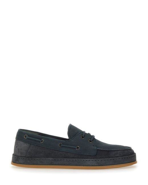 Hogan Blue Leather Boat Moccasin for men