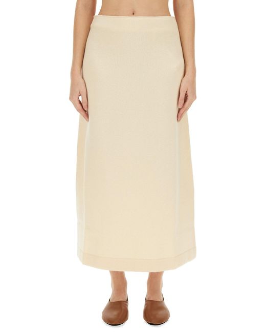Jil Sander Natural Wool Midi Skirt