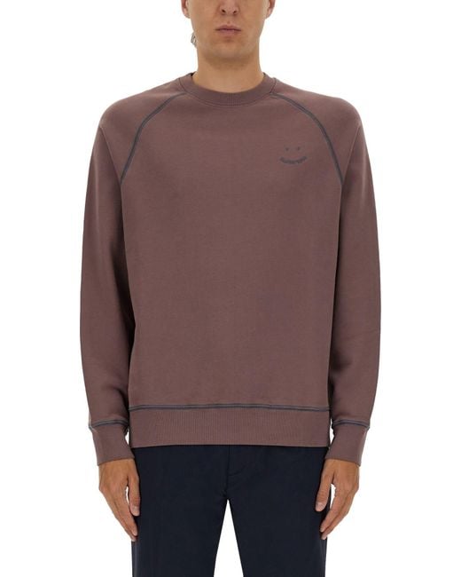 Paul Smith Purple Relaxed-Fit Sweatshirt With Subtle Embroidery And Textured Finish for men