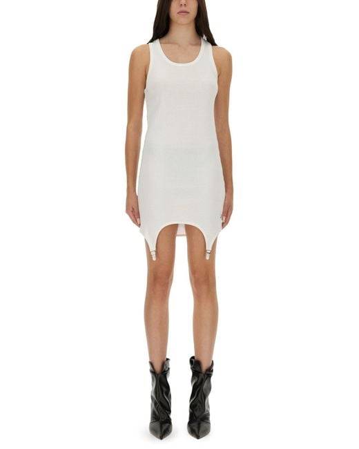 Jean Paul Gaultier White Sleeveless Mini Dress With Garter-Style Hem