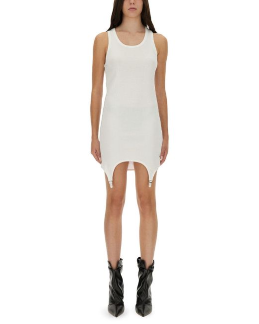 Jean Paul Gaultier White Sleeveless Mini Dress With Garter-Style Hem