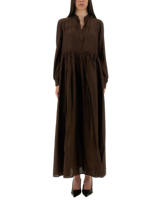 Aspesi Black Oversized Cotton Maxi Dress