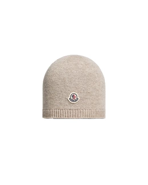 Moncler White Logo Beanie Hat