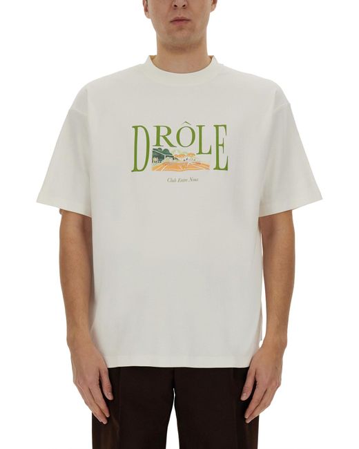 T-Shirt Con Stampa Tennis Court di Drole de Monsieur in Gray da Uomo