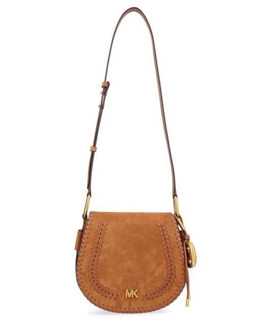 MICHAEL Michael Kors Brown Josie Medium Whipstitched Suede Saddle Bag