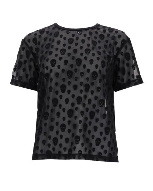 McQueen Black T-Shirt With Skull Pattern
