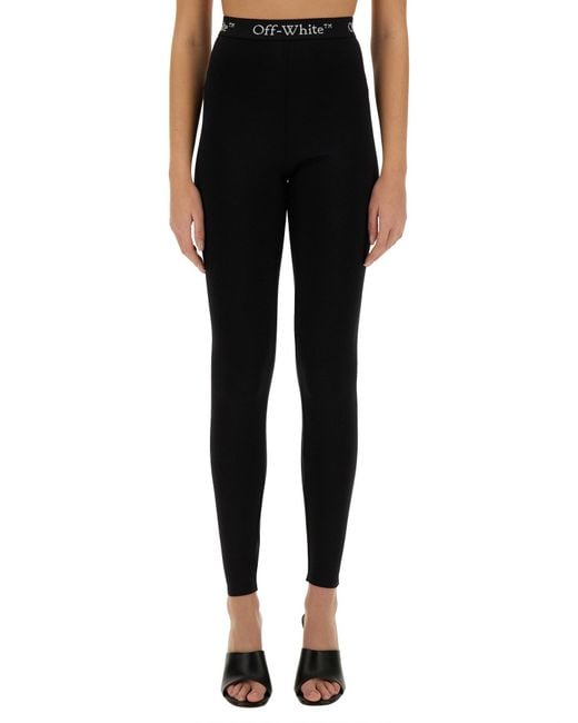 Off-White c/o Virgil Abloh Black Slim-Fit Leggings With Logo Adornment