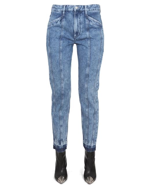 Isabel Marant Blue Tapered High Rise Jeans