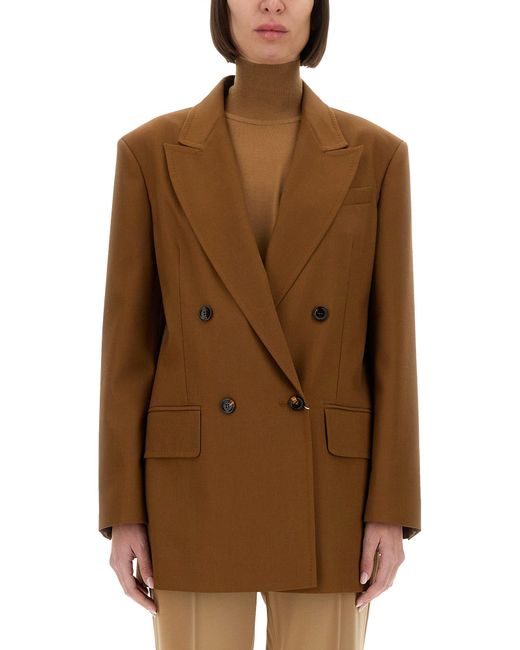 Max Mara Brown Wool Blend Double-Breasted Jacket