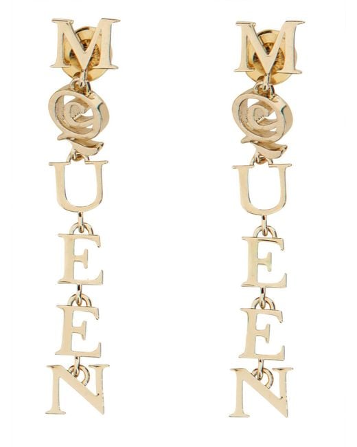 McQueen White Logo Earrings