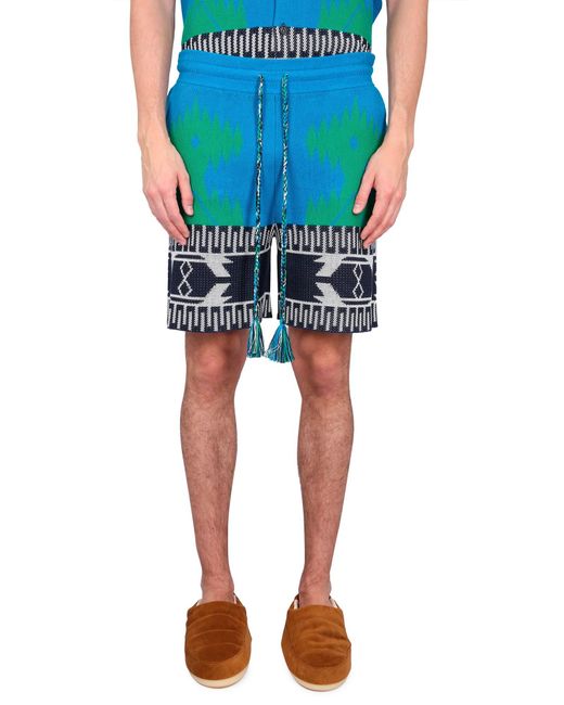 Alanui Blue Piquet Bermuda for men